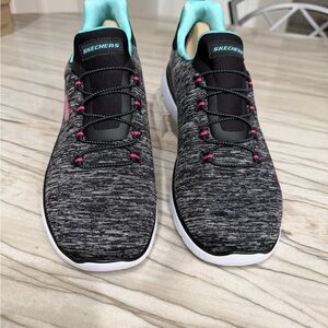 Skechers Women’s Memory Foam Sneakers Black Pink Teal